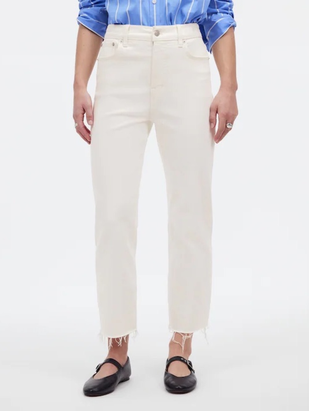 Madewell The '90s Straight Crop Jean in Tile White